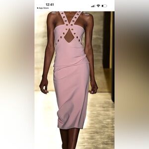 Chic Strapless Pink Dress with Cut-Out Design